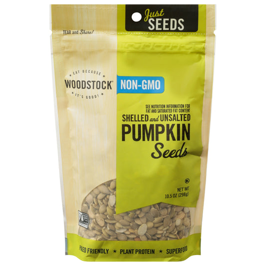 Woodstock Shelled and Unsalted Pumpkin Seeds 10.5 Oz (Pack of 8)