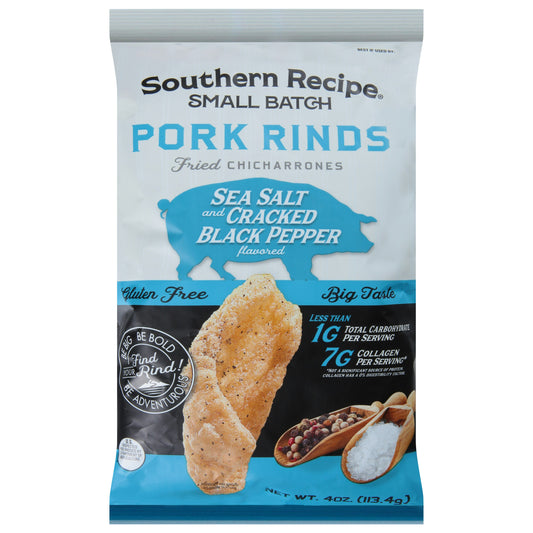 Southern Recipe Small Bat Pork Rind Sea Salt Cracked 4 oz (Pack of 6)