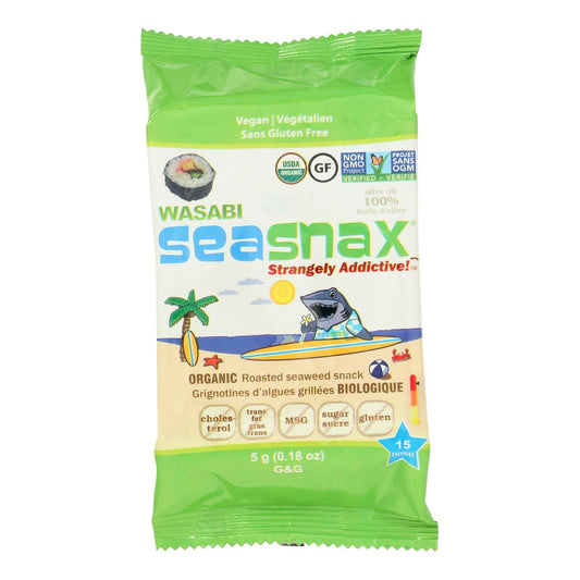 Sea Snax Seaweed Snack G&G Wasabi Organic 0.18 Oz Pack of 24
