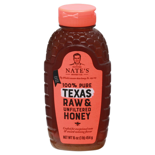 Nature Nates Honey Raw Texas Unfiltered 16 Oz (Pack of 6)