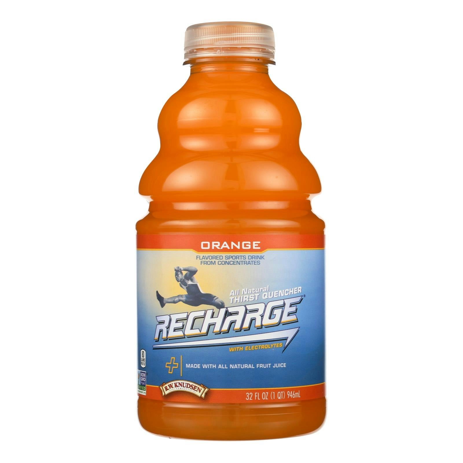R.W. Knudsen Orange Flavored Recharge Sports Drink - 32 Fl. oz (Pack of 6)