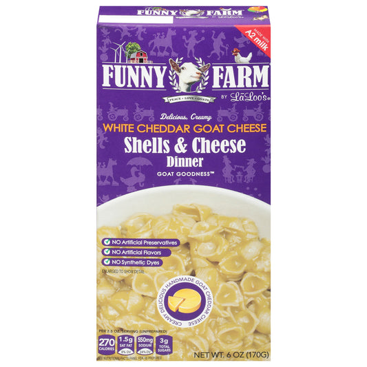 Funny Farm Entree Goat White Cheddar Shells And Cheese - 6 OZ (Pack of 8)