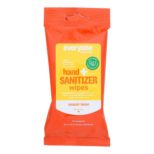 Everyone - Hand Sanitizer Wipes Coconut Lemon 15 Count (Pack of 6)