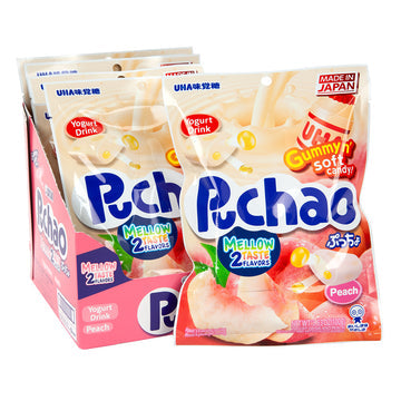 UHA MIKAKUTO (Pack of 18) Uha Mikakuto Puchao Chewy Candy Yogurt & Peach 3.53 Oz