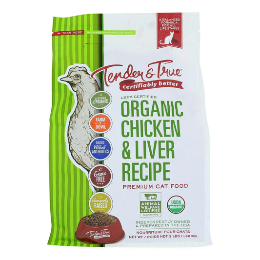 Tender & True Dry Cat Food Organic Chicken And Liver 3 lb (Pack of 6)