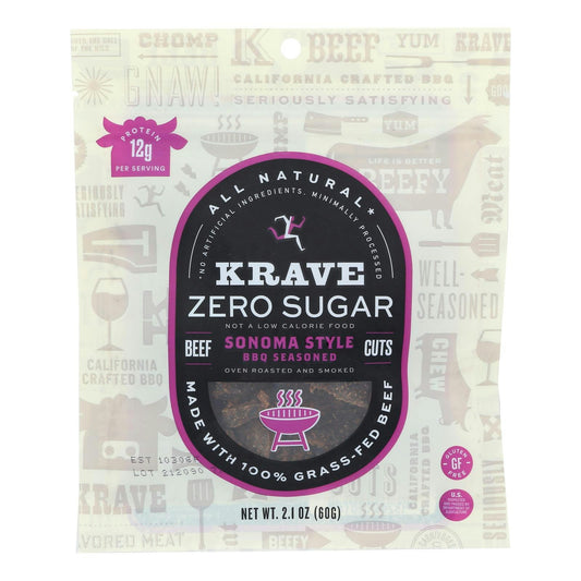 Krave - Beef Jerky Sugar Free Sonoma BBQ 2.1 oz (Pack of 8)