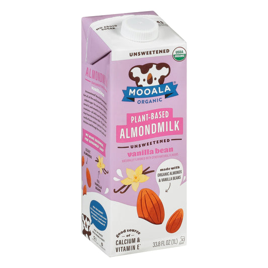 Mooala Milk Almond Unsweetened Vanilla Bean Organic 32 FO (Pack of 6)