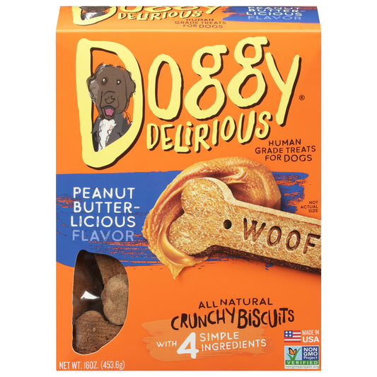 Doggy Delirious Dog Bone Peanut Buttter 16 Oz Pack of 6
