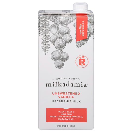 Milkadamia Milk Mcadamia Unsweetened Vanilla 32 fl oz (Pack of 6)