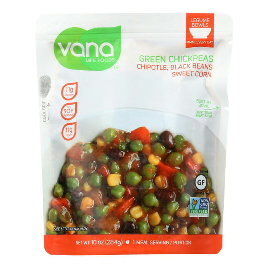 Vana Life Foods Chickpeas Green Chipotle Black Beans Sweet Corn - 10 oz (Pack of 6)