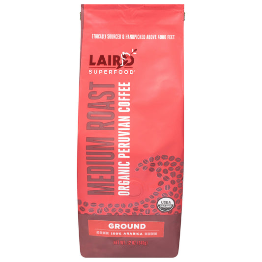 Laird Superfood Coffee Ground Medium Roasted Organic 12 Oz Pack of 6