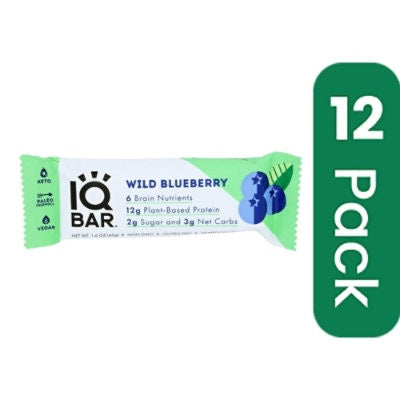 IQ Bar Blueberry Protein Bar - 1.6 Ounce (Pack of 12)