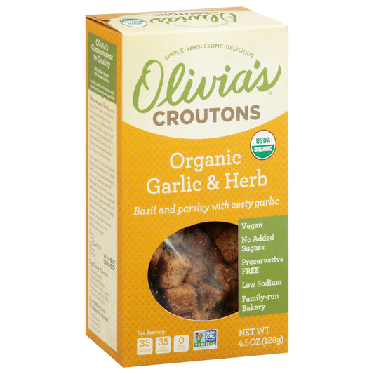 Olivias Croutons Crouton Garlic & Herb 4.5 Oz (Pack of 6)