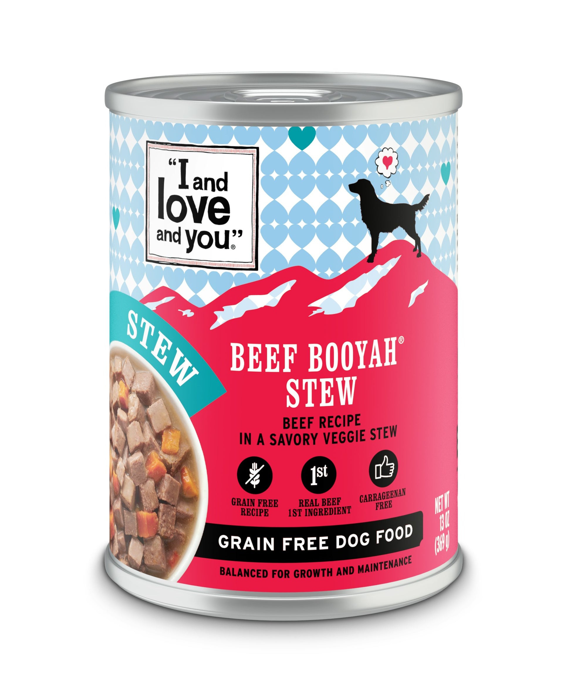 I & Love & You Dog Food Can Beef Booyah Stew 13 Oz Pack of 12