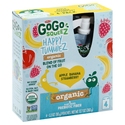 Gogo Squeez Happy Tummiez Banana 4 Pack Prebiotic