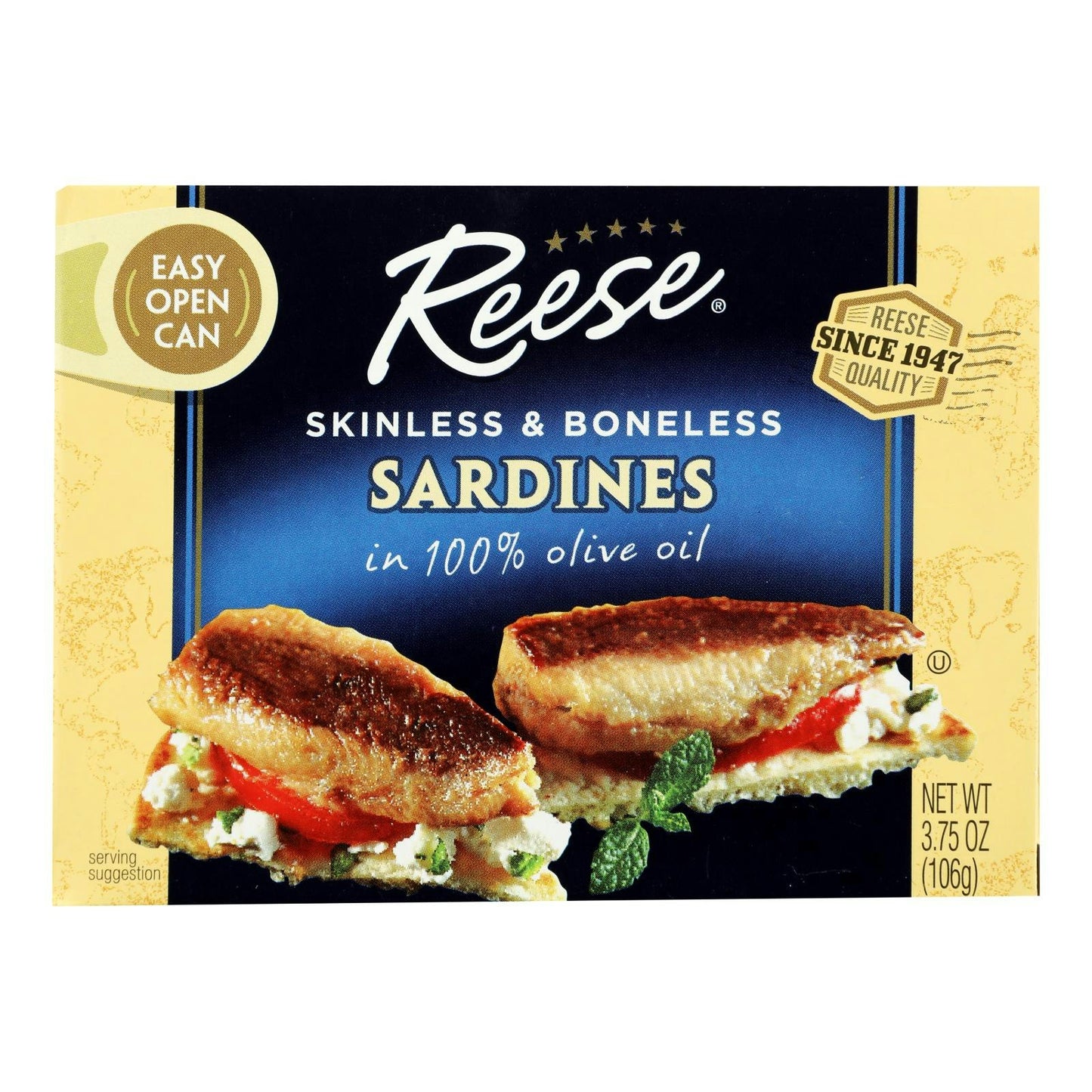 Reese Sardines - Skinless Boneless in Olive Oil 3.75 oz (Pack of 10)