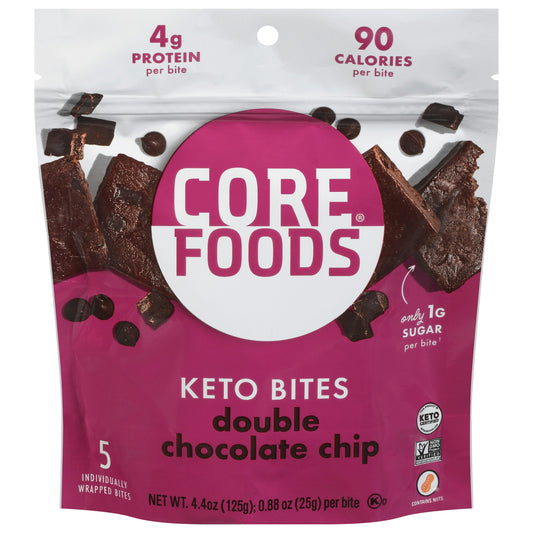 Core Foods Bites Brownie Double Chocolate Chip 4.4 Oz (Pack of 6)