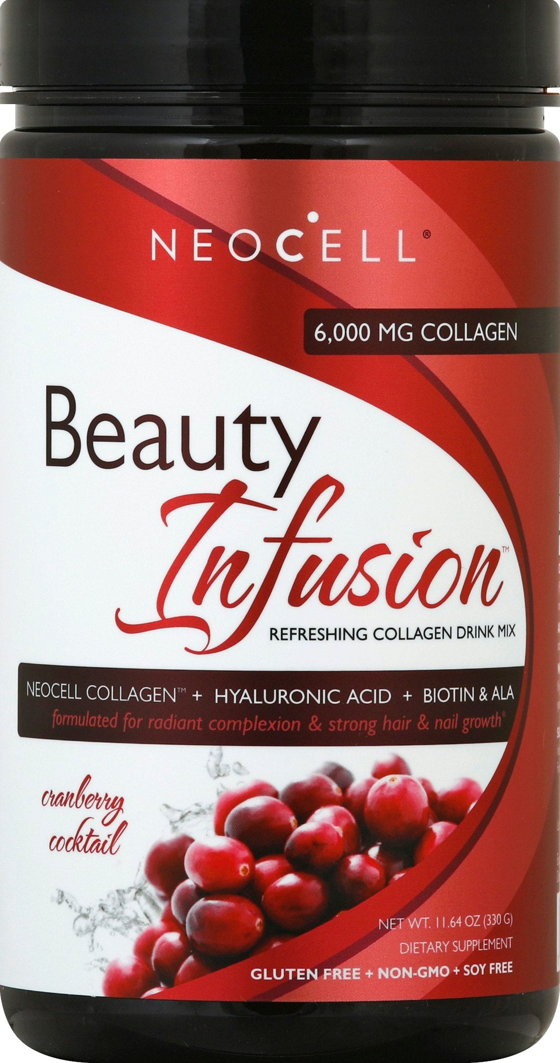 Neocell Beauty Infusion Drink Mix Refreshing Collagen Cranberry Cocktail - 11.64 Oz (Pack of 3)