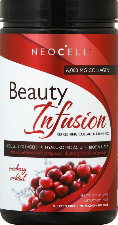 Neocell Beauty Infusion Drink Mix Refreshing Collagen Cranberry Cocktail - 11.64 Oz (Pack of 3)