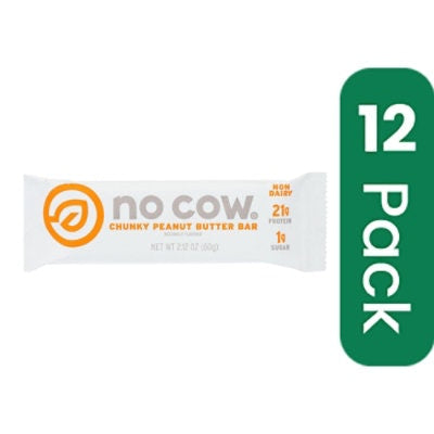 No Cow Bar Chunky Peanut Butter Bar - 2.12 oz (Pack of 12)