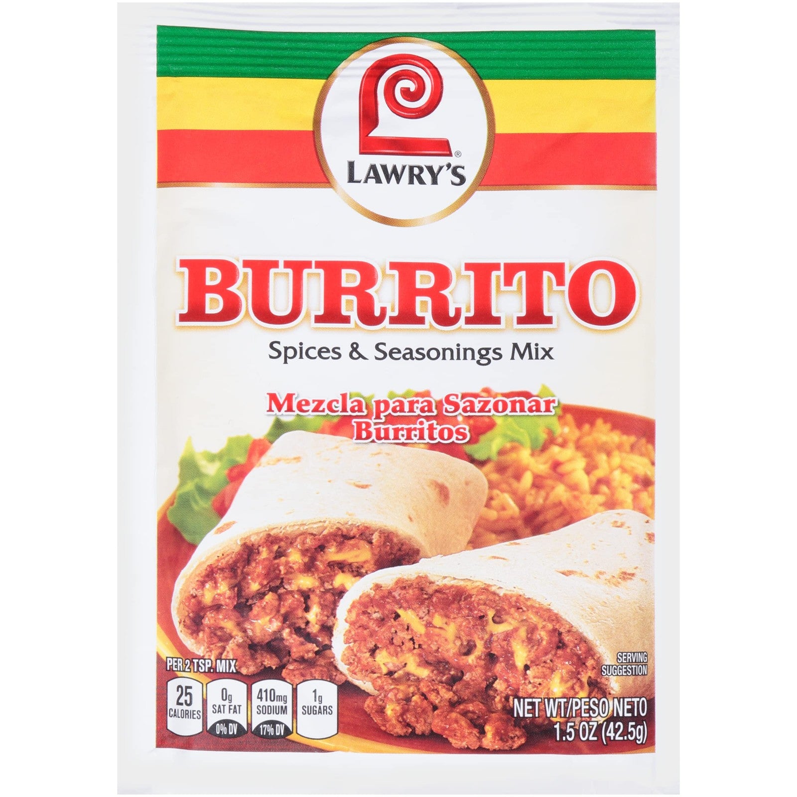 LAWRYS (Pack of 36) Lawrys Mix Seasoning Burrito Natural Spice Blend Loose 1.5 Oz