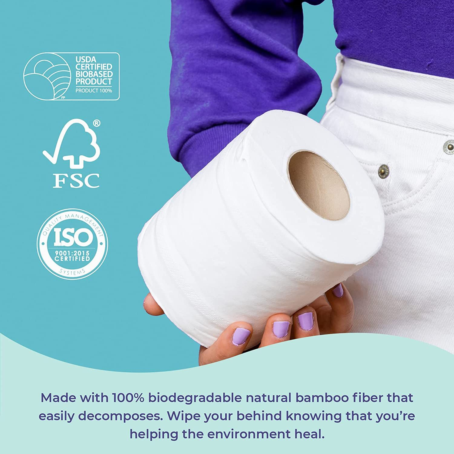 BIM BAM BOO (Pack of 4) Bim Bam Boo Tissue Bath 2-Ply Toilet Paper 12 Pieces