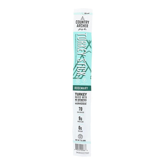 Country Archer - Jerky Turkey Stick Rosemary 1 oz (Pack of 18)