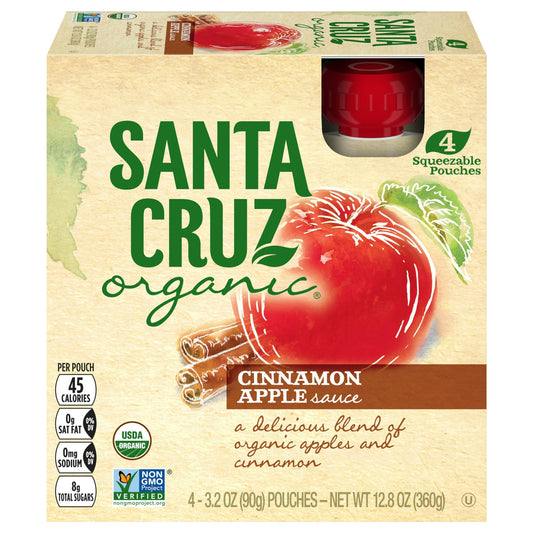 Santa Cruz Applesauce Pouch Cinnamon 4Pack Organic 12.8 Oz (Pack of 6)