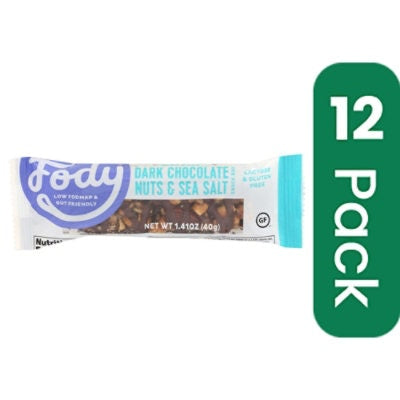 Fody Dark Chocolate Nuts and Sea Salt Bar - 1.41 Ounce (Pack of 12)