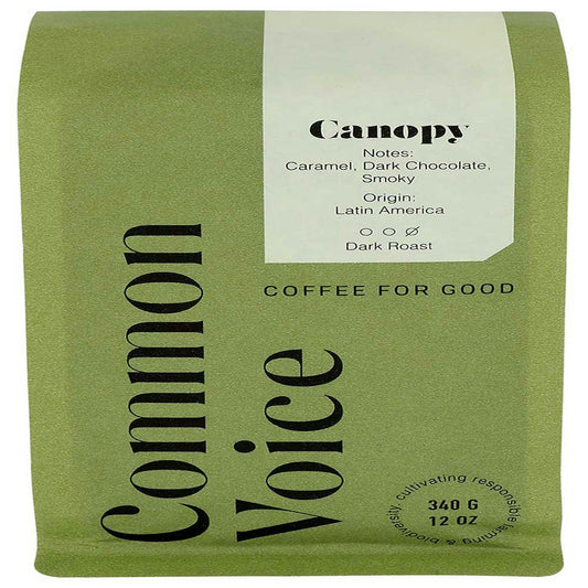 Common Voice Canopy Blend Dark Roast Whole Bean Coffee 12 Oz Pack of 6