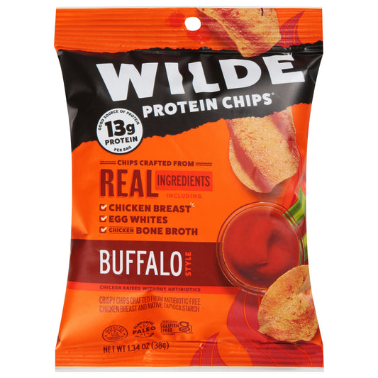 Wilde Snacks Chips Chicken Buffalo 1.34 Oz Pack of 8