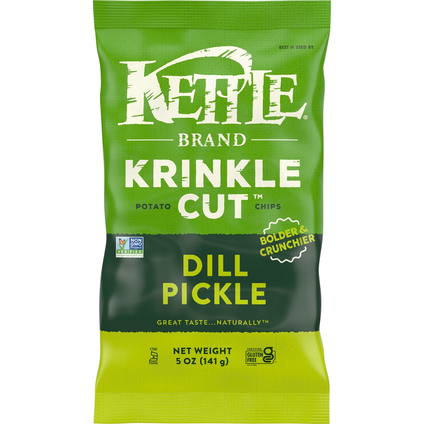 Kettle Foods Chip Krinkle Cut Dill Pickle 5 Oz (Pack of 15)