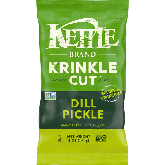 Kettle Foods Chip Krinkle Cut Dill Pickle 5 Oz (Pack of 15)