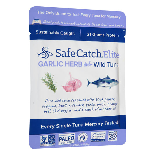 Safecatch Tuna Wild Elite Garlic Herb 2.6 oz (Pack of 12)
