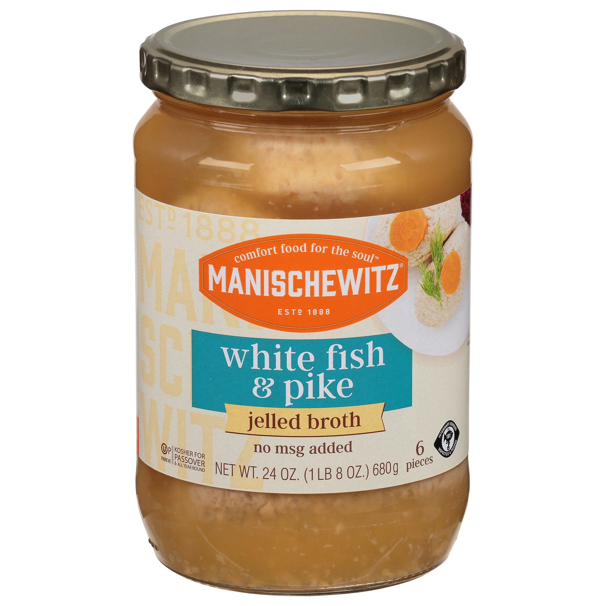 Manischewitz Fish Pike & White Jelled 24 Oz Pack of 6