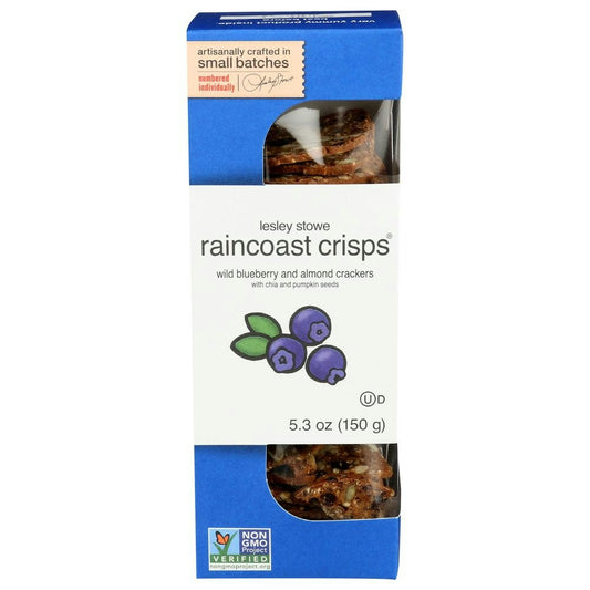 Lesley Stowe Raincoast Crisps Wild Blueberry and Almond Crackers - 5.3 Ounce (Pack of 12)