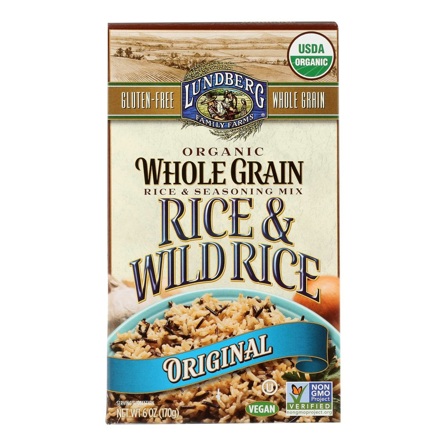 Lundberg Family Farms Organic Whole Grain Original Wild Rice 6 oz (Pack of 6)