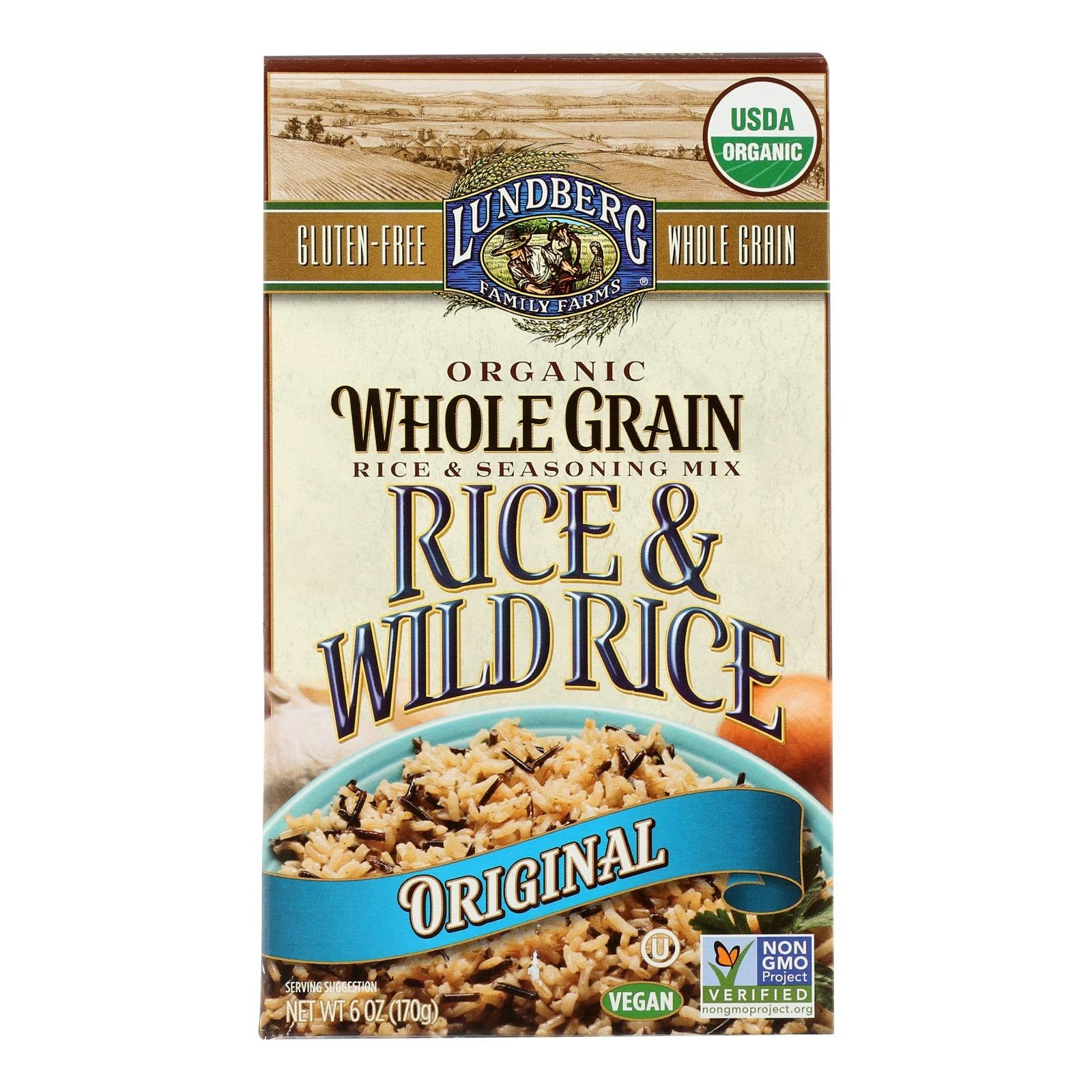 Lundberg Family Farms Organic Whole Grain Original Wild Rice 6 oz (Pack of 6)