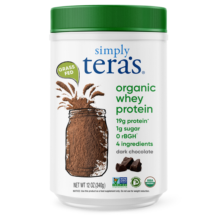 Simply Teras Organic Whey Protein Powder - Grass Fed Whey Protein Powder Without Artificial Sweeteners, Clean, Non-GMO, Gluten-Free - Dark Chocolate