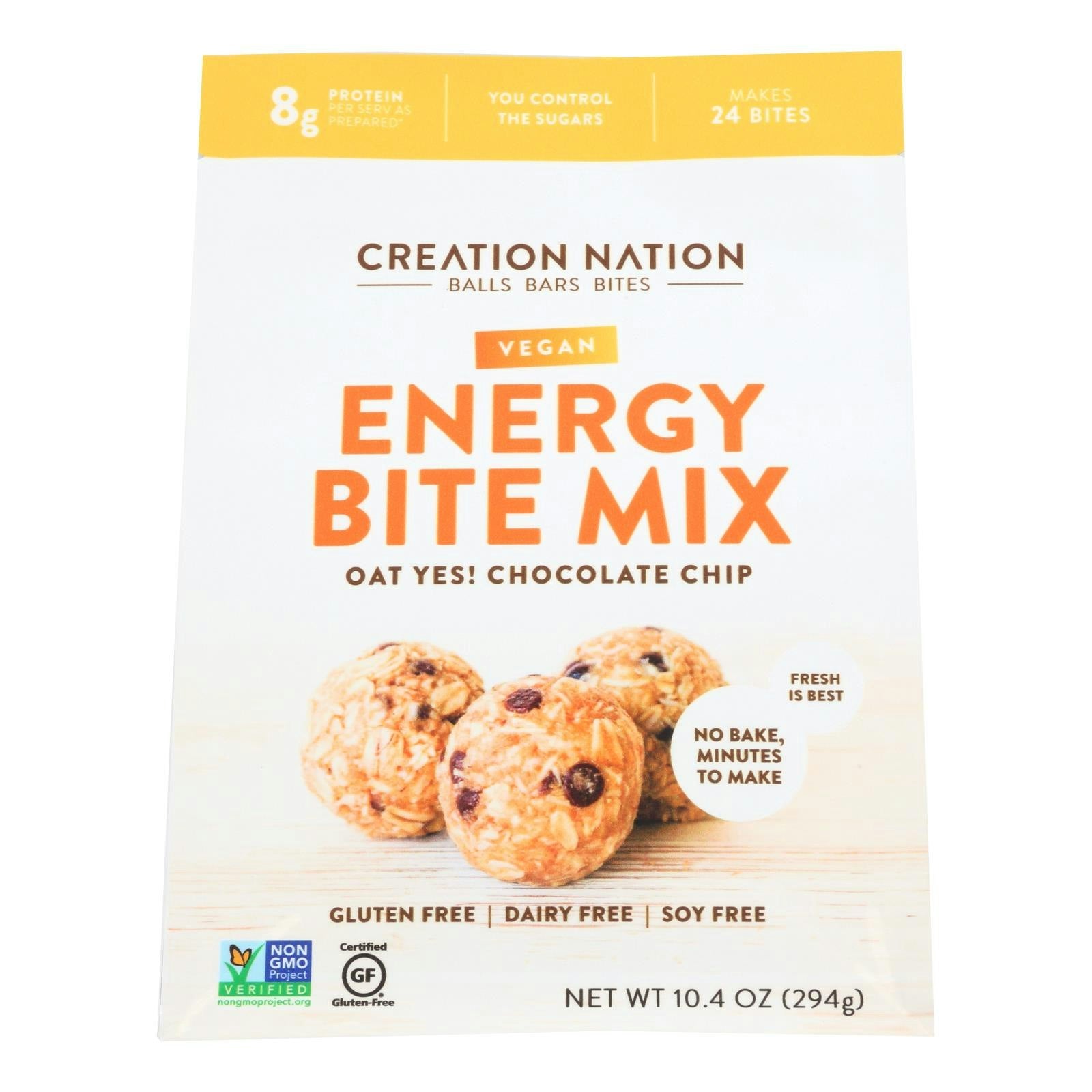 Creation Nation Oat Yes! Chocolate Chip Vegan Energy Bite Mix - 10.4 oz (Pack of 6)