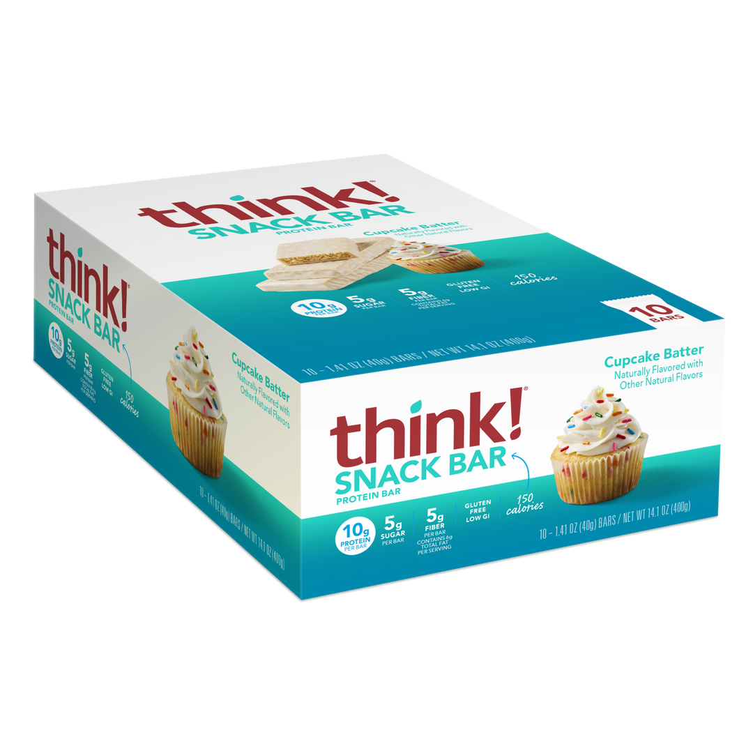 THINK! (Pack of 30) Think! Protein Fiber Cupcake Batter Nutrition Bar 1.41 Oz