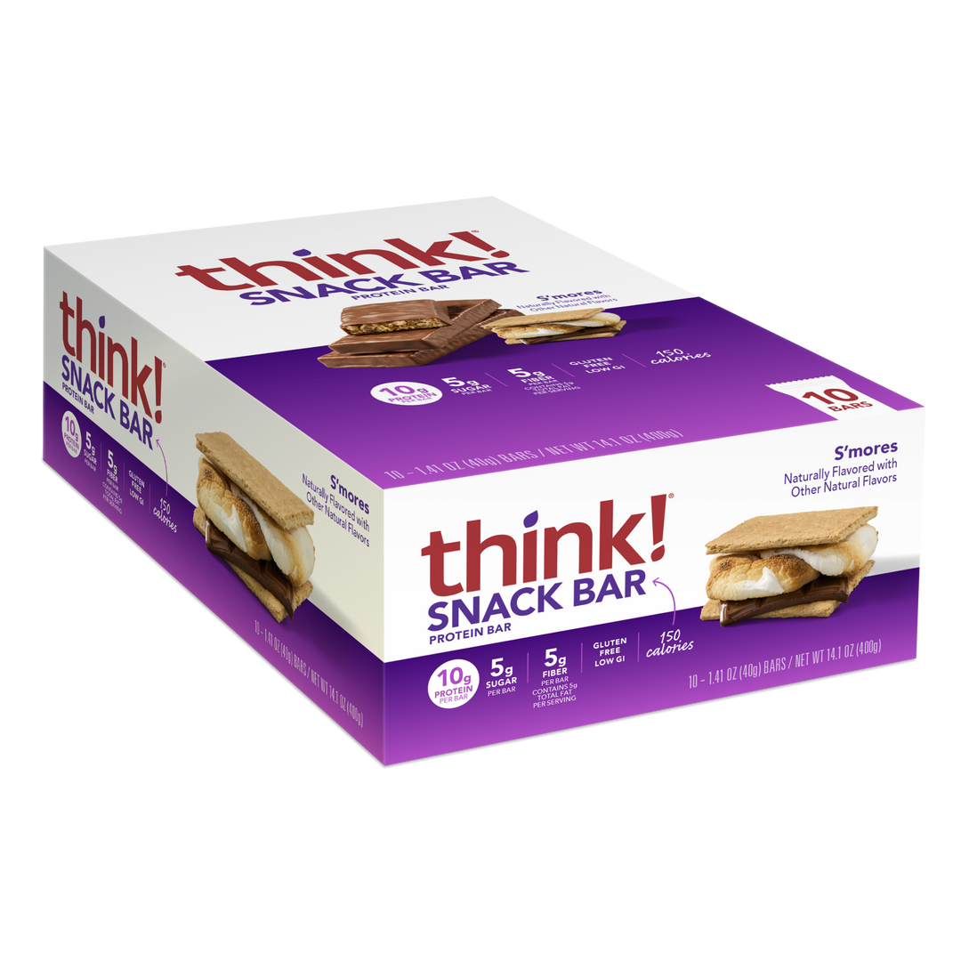 THINK! (Pack of 20) Think! Bar Protein Fiber S'mores 1.41 Oz - 2 Boxes 10 each