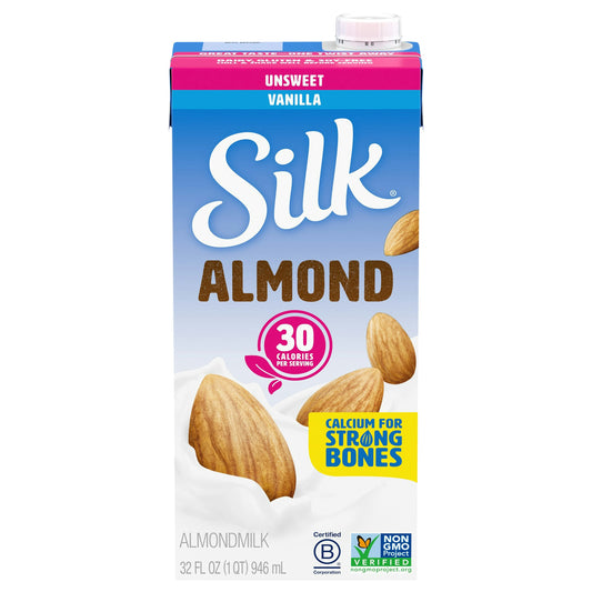 Silk Almond Milk Unsweetened Vanilla 32 FO (Pack of 6)