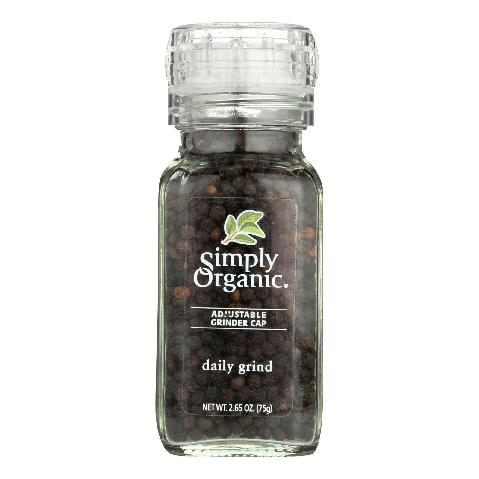 Simply Organic Daily Grind Black Peppercorns Organic Grinder