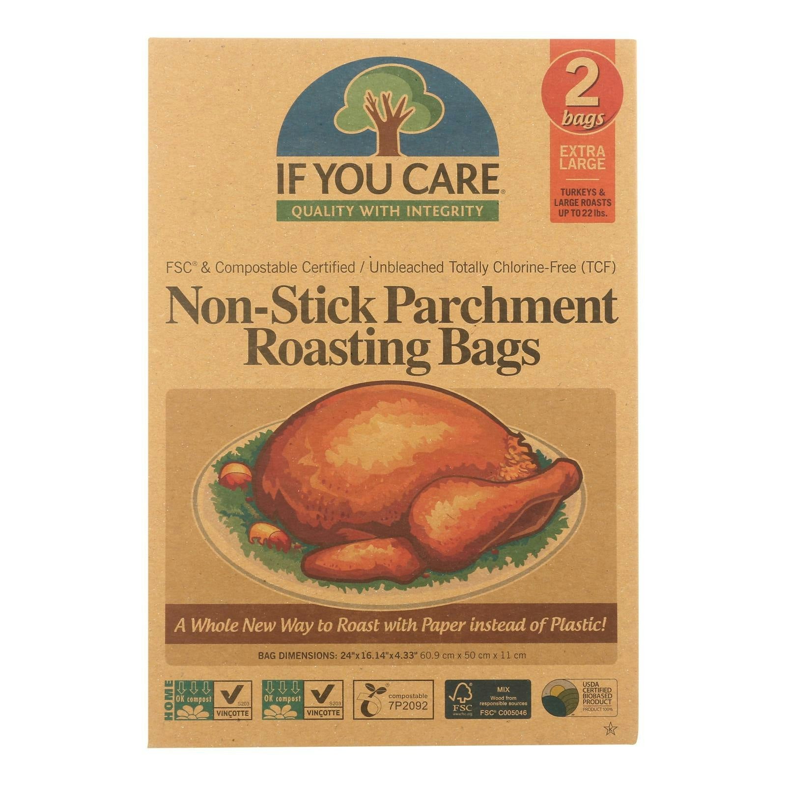 If You Care Parchment Bags - Non Stick - Extra Large 2 Count (Pack of 8)