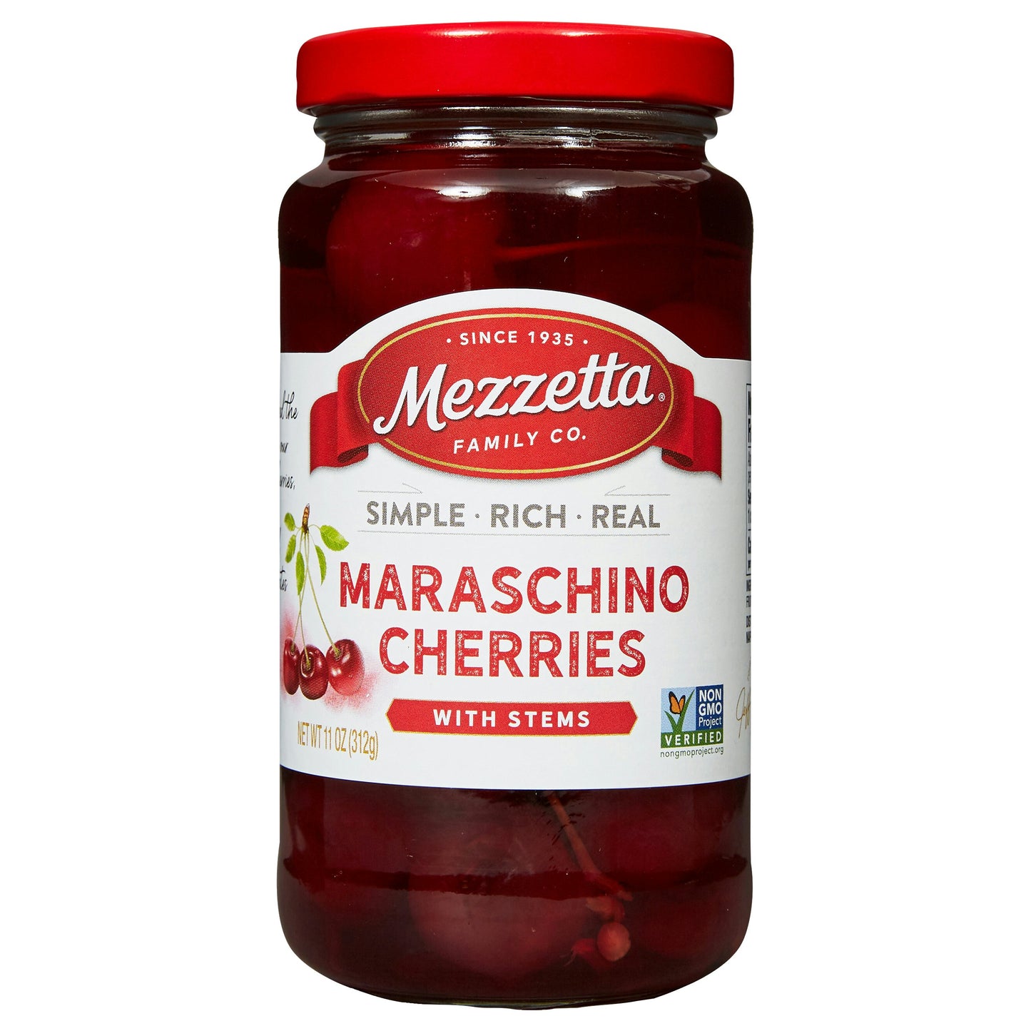 Mezzetta Cherries Maraschino With Stems 11 oz (Pack of 6)