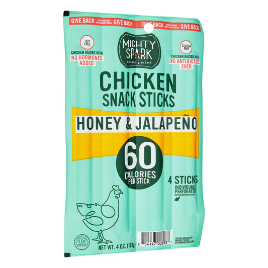Mighty Spark Stick Snack Chicken Honey Jalapeno 4 oz (Pack of 8)