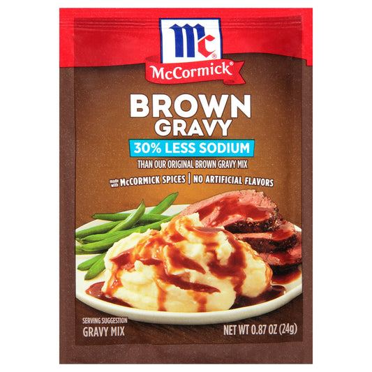 Mc Cormick Mix Brown Gravy Less Sodium 0.87 Oz Pack of 12