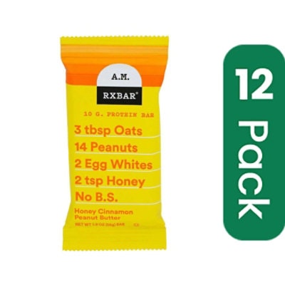 Rxbar AM Honey Cinnamon Peanut Butter Protein Bar - 1.9 Ounce (Pack of 12)