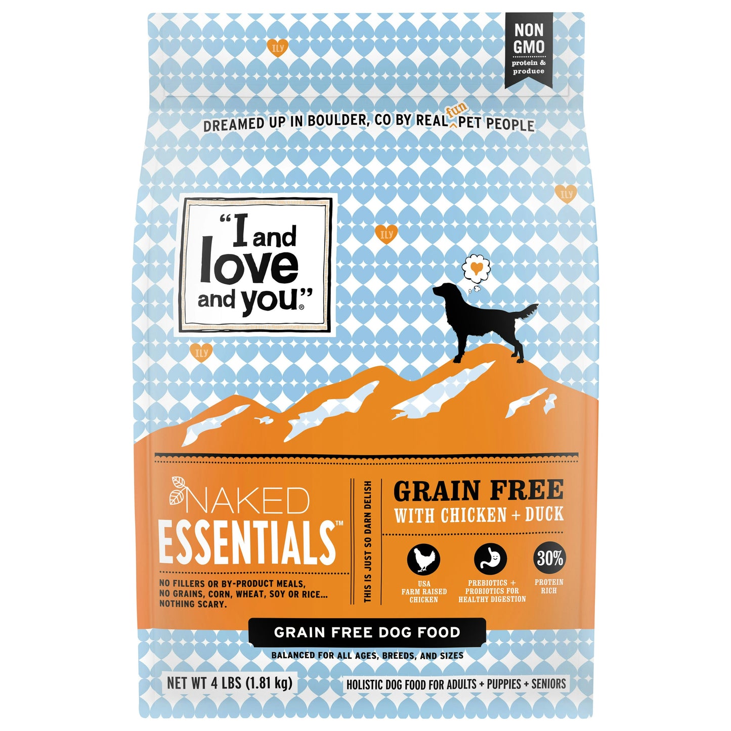 I & Love & You Dog Chicken Duck Naked Es 4 Lb Pack of 4